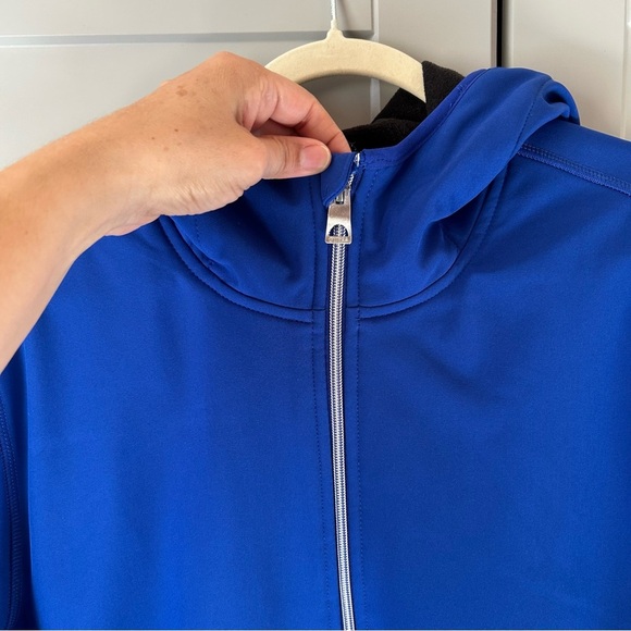 NWT Guess Men's Large Lightweight Jacket Blue Hooded Fleece Mesh Lining Casual - Picture 3 of 10